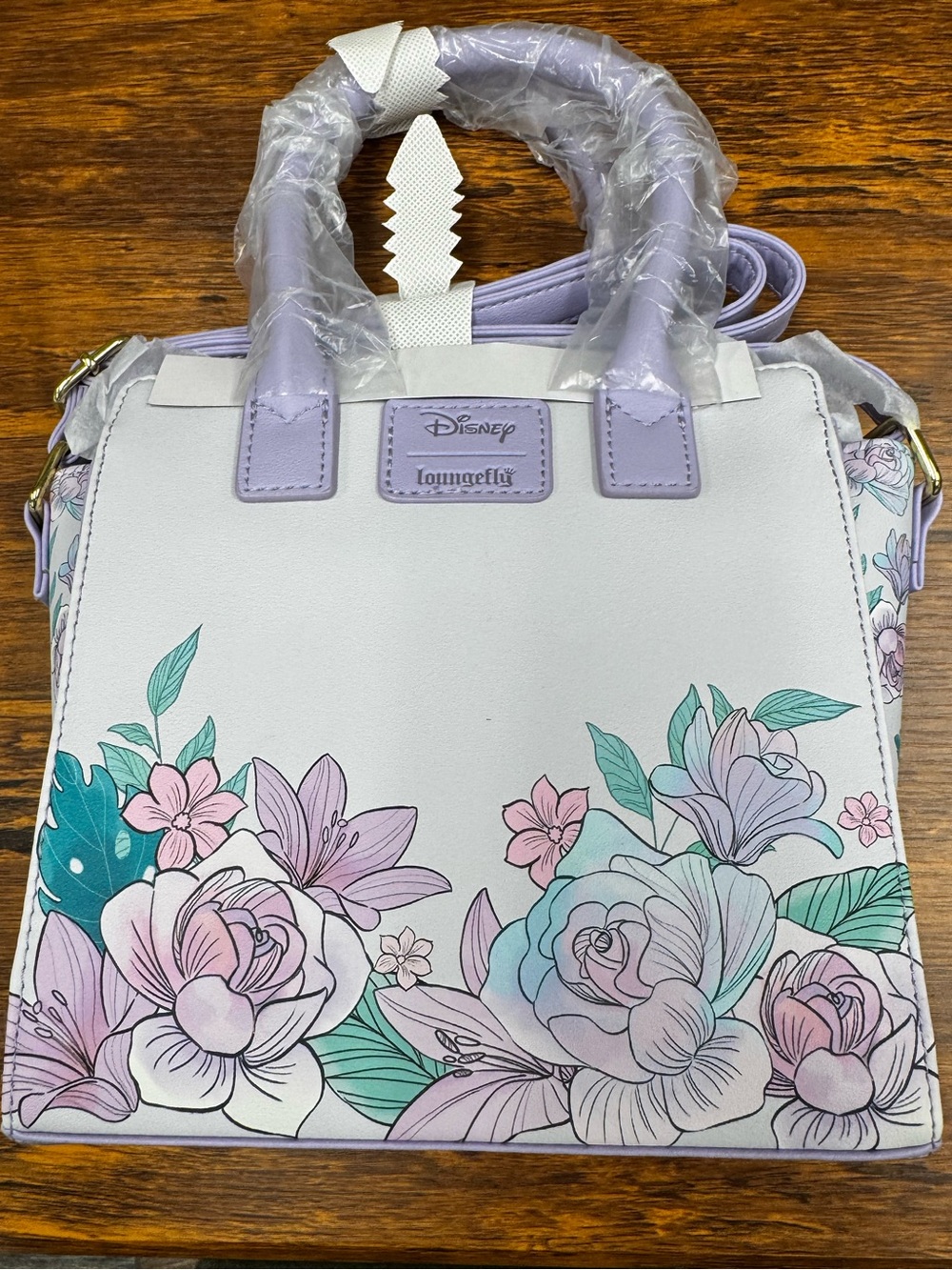 Loungefly Disney Prince Jasmine- Aladdin Lavender Floral Satchel Crossbody - Picture 2 of 2